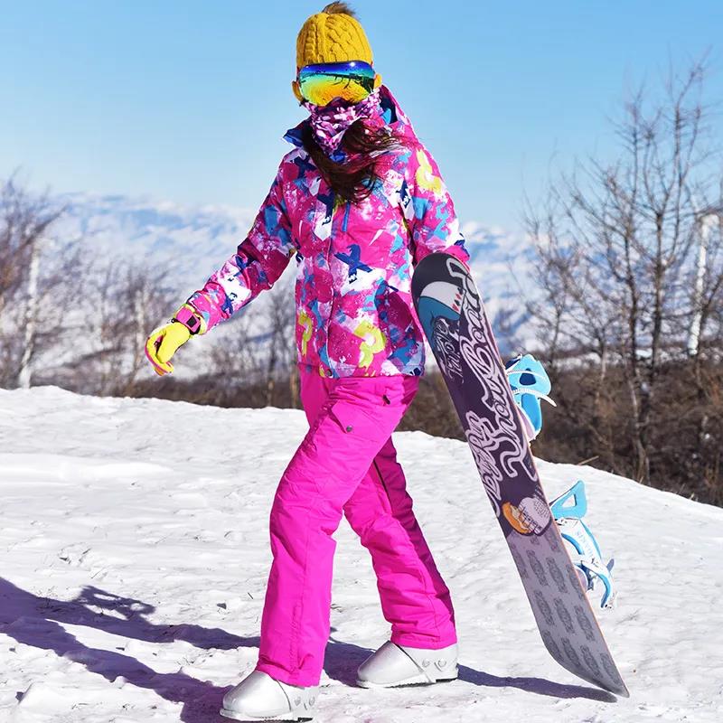 Winter Women's Ski Suit Suit Outdoor Warmth Thick Windproof Waterproof Veneer Double Board Couple Ski Tops Ski Pants