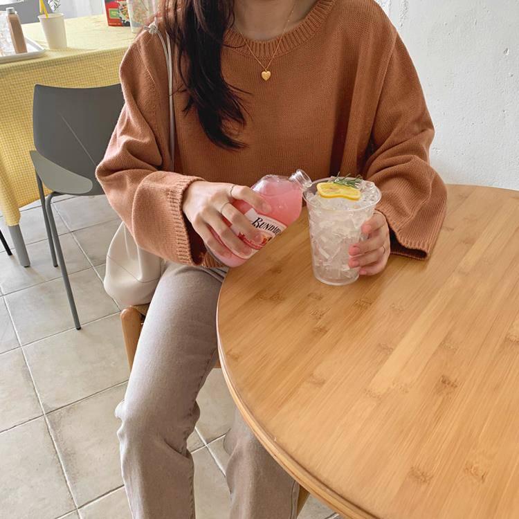 Pofulove Autumn Winter Wild Long-sleeved Pullover Sweaters Female Students Short Loose Base Coat