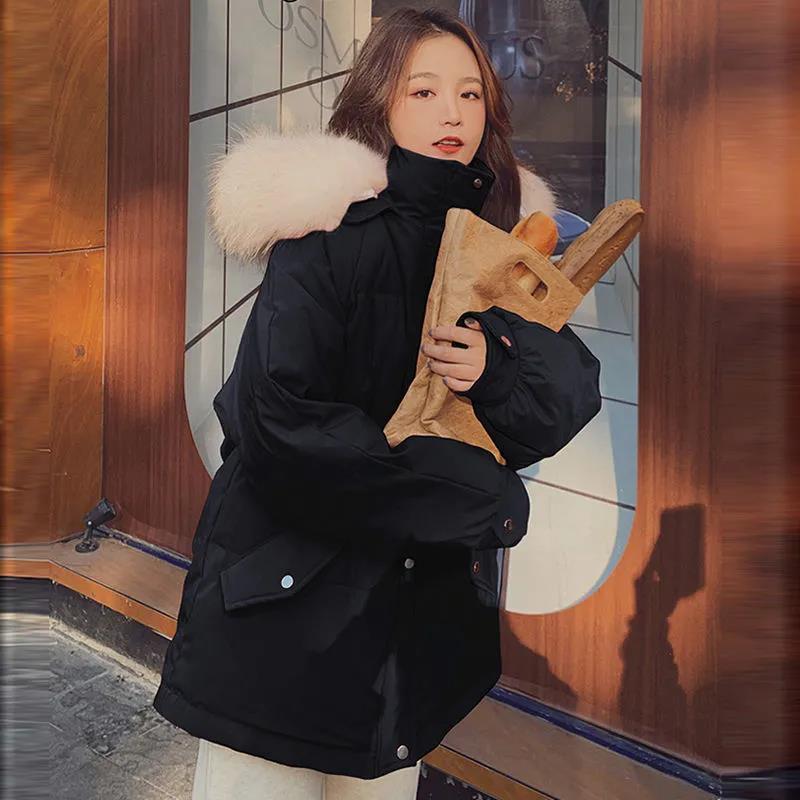 Down Padded Jacket Women's Winter Short Thick Padded Coat Loose Bread Coat Student Korean Style Padded Jacket