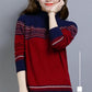 Vintage Printed Sweater Women High Neck Sweater National Style Clothes Knitted Bottoming Shirt Loose Short Sweater Top