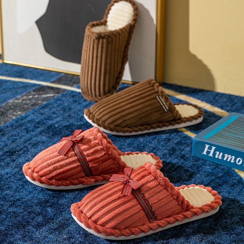 Non-Slip Home Slippers Winter Warm Women Indoor Cotton Non-slips Ladies Soft Slippers Memory Foam Bedroom Couples Shoes