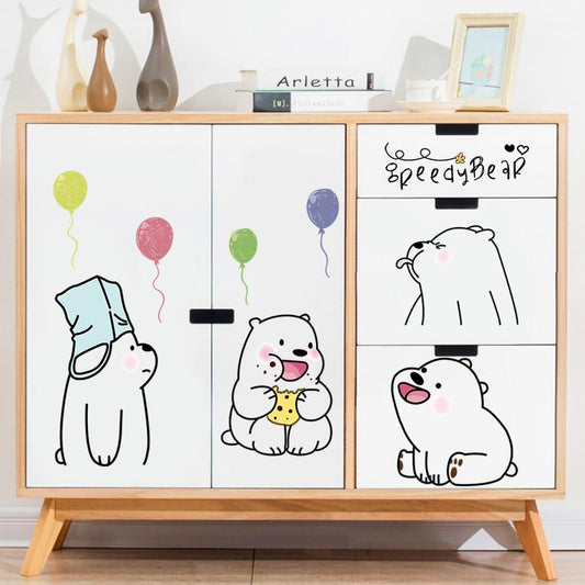 Cartoon Cute Lazy Polar Bear Wall Stickers For Kids Room Living Room Home Decoration Background Chil