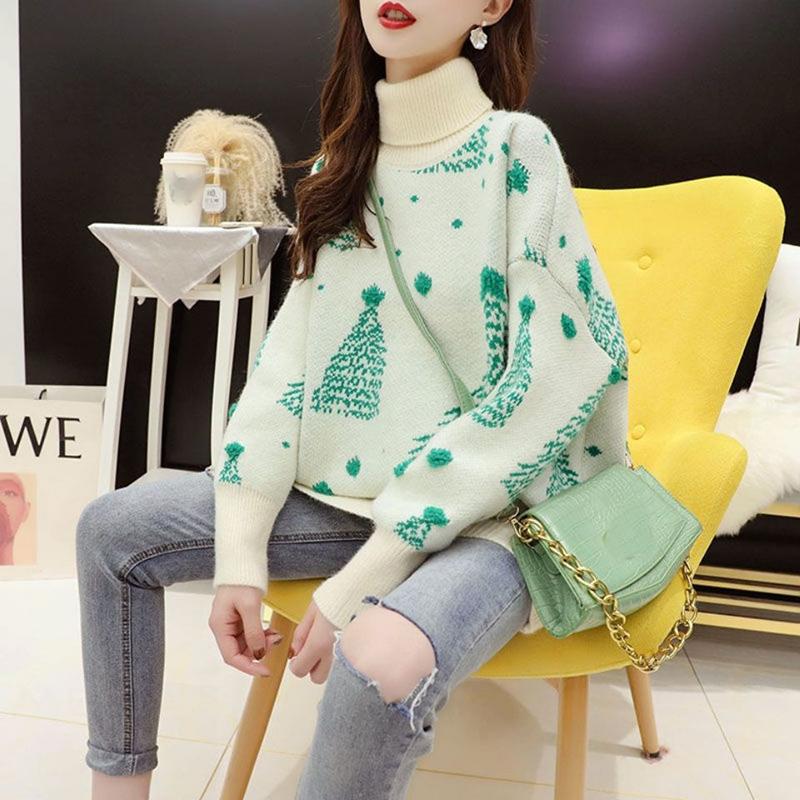 Autumn Winter Turtleneck Sweater Women Casual Loose Long-sleeved Sweater Pullover Fashion Knitted Bottoming Shirt