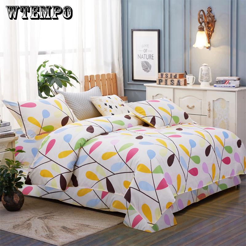 Bedding Set Leaf Comfortable Duvet Quilt Cover Pillow Case Home Decor