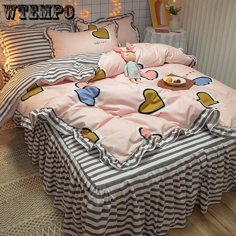 Bedding Sets Quilt Cover Cotton Four-piece Bedding Set Bed Skirt  Bed Linen Bed Cover Princess Style Duvet Cover Bedding Quilt Cover Bed Sheet