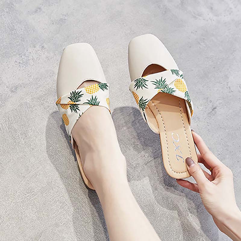 Outer Wear Half-supported Single Shoes Female Summer Sandals Without Heels Half-drag Lazy Wild All-match