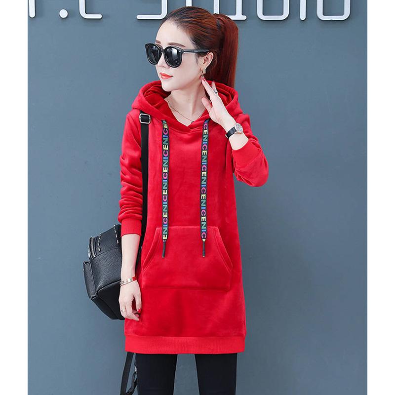 Hooded clothes Wild Large size Casual coat keep warm Winter Woman's Loose Sweatshirt Long sleeve