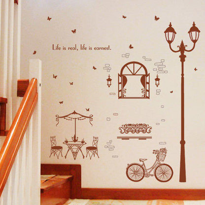 [Wall sticker ]Coffee House Street Light Wall Stickers Home Decor Living Room Bedroom Kitchen Stairs