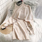 Two Piece Set Women Autumn Wear Loose Pullover Batwing Sweater and Sleeveless Strap Sweater Dress Ladies Outfits