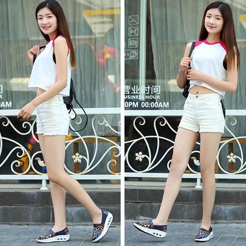 One-pedal Thick-soled Patchwork Canvas Shoes Casual Shoes Ethnic Wind Swaying Shoes Lazy Shoes Cloth Shoes Mother Shoes