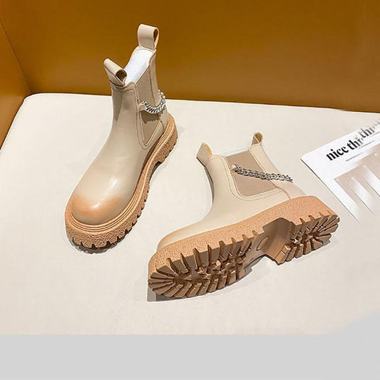 Chelsea Boots Martin Boots Women's Autumn and Winter Snow Boots Cotton Boots Plus Velvet Warm Shoes British Style Boots Smoke Boots