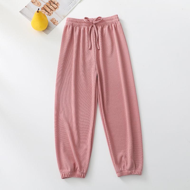 Summer Thin Anti-mosquito Pants Ice Silk Bloomers Female Students Korean Version of Loose and Thin Waist Nine-point Harlan Casual Pants