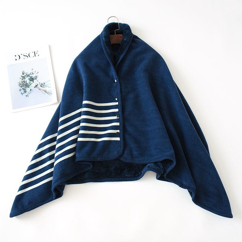 Thicken In Autumn and Winter To Keep Warm and Heat Take A Lazy Flannel Blanket Multi-purpose Shawl Blanket Female Nap Cloak