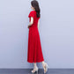 Fashion Dress Summer Plus Size Women's High-end Waist Was Thin and Temperament V-neck Long DRESS