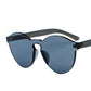 WTEMPO Rimless Transparent Colorful Oval Sunglasses Women Brand Deisgner Integrated Plastic Mens Sun