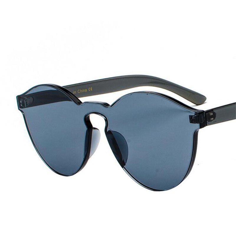 WTEMPO Rimless Transparent Colorful Oval Sunglasses Women Brand Deisgner Integrated Plastic Mens Sun