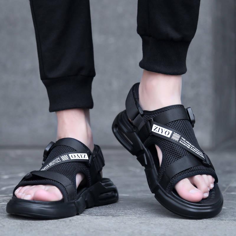 Men's Leather Sandals Comfortable Cool Air Cushion Non-slip Men's Sandal Leisure Beach Slippers Shoe
