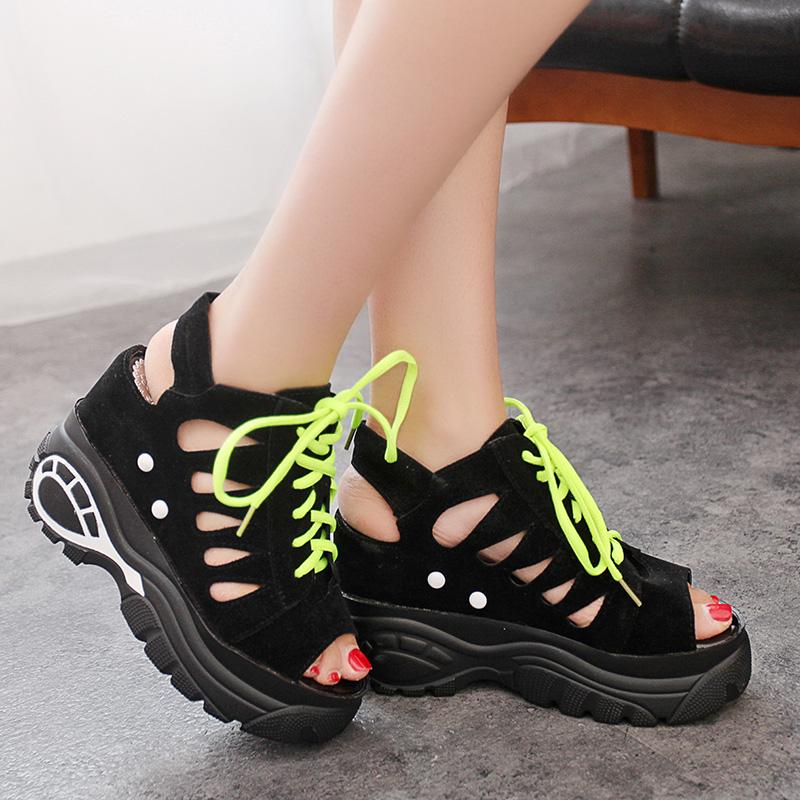 MakeWishes Women Slope with Water-proof Platform Shoes Womens Wisp of Air-permeable Fish-mouth Shoes
