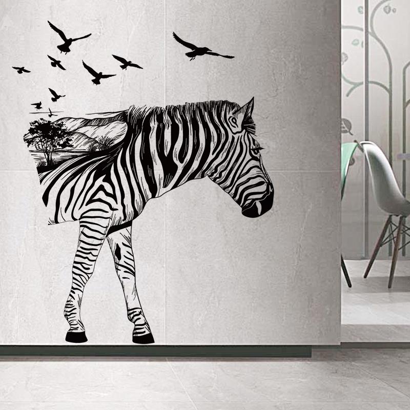 Wall Stickers Zebra Silhouette Animal  Home Decor Living Room Kitchen Bedroom Creative