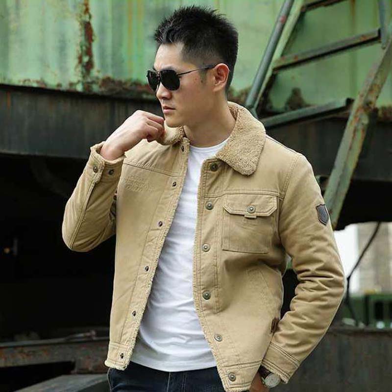 Winter Mens Jacket Large Size M-6XL Plus Velvet Thick Cotton Coat Men Warm Tooling Jacket