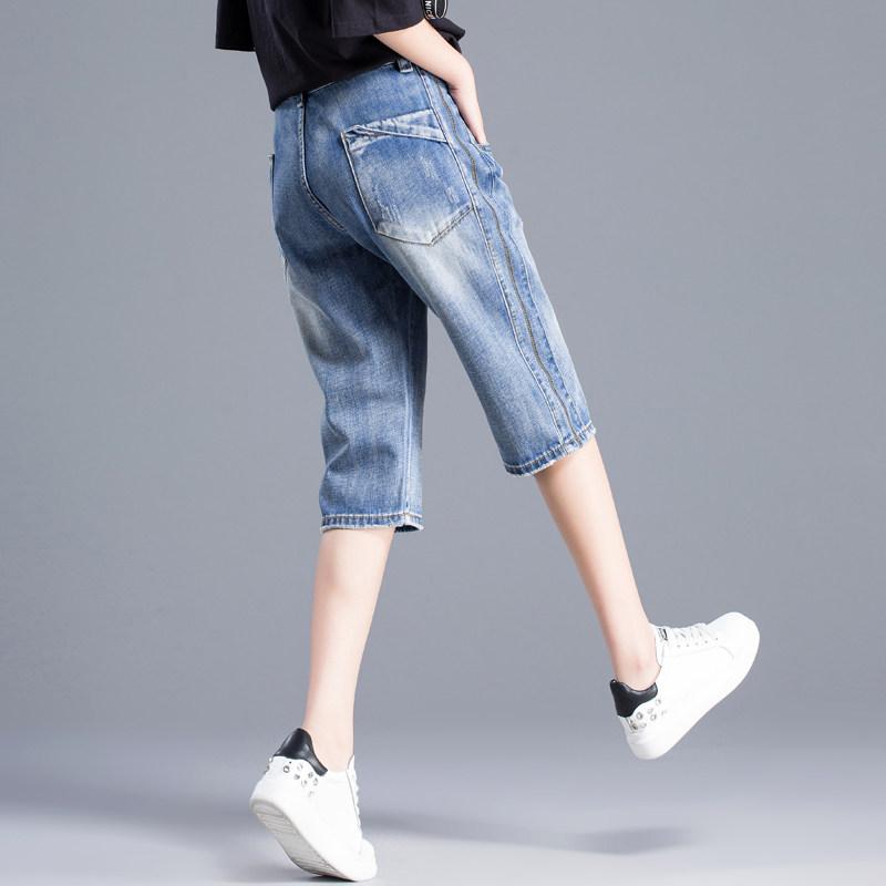 Korean Five-point Pants Women's Jeans Women Loose Summer Thin Section Pants High Waist Slim Straight Pants