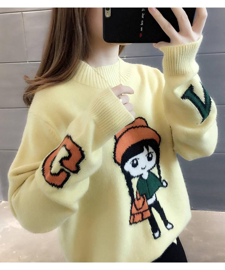 Pofulove Winter Pullover Women Loose Bottoming Shirt (plus Velvet Thick) Half Turtleneck Sweater