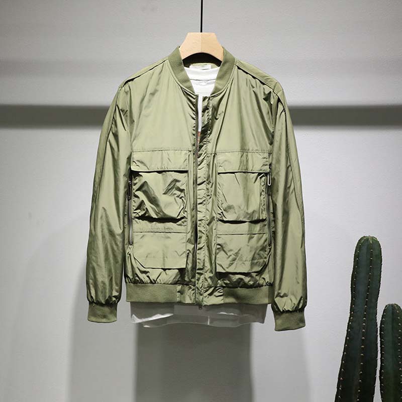 2021 Spring and Autumn Thin Flying Jacket Men's Baseball Collar Trend Handsome Work Jacket