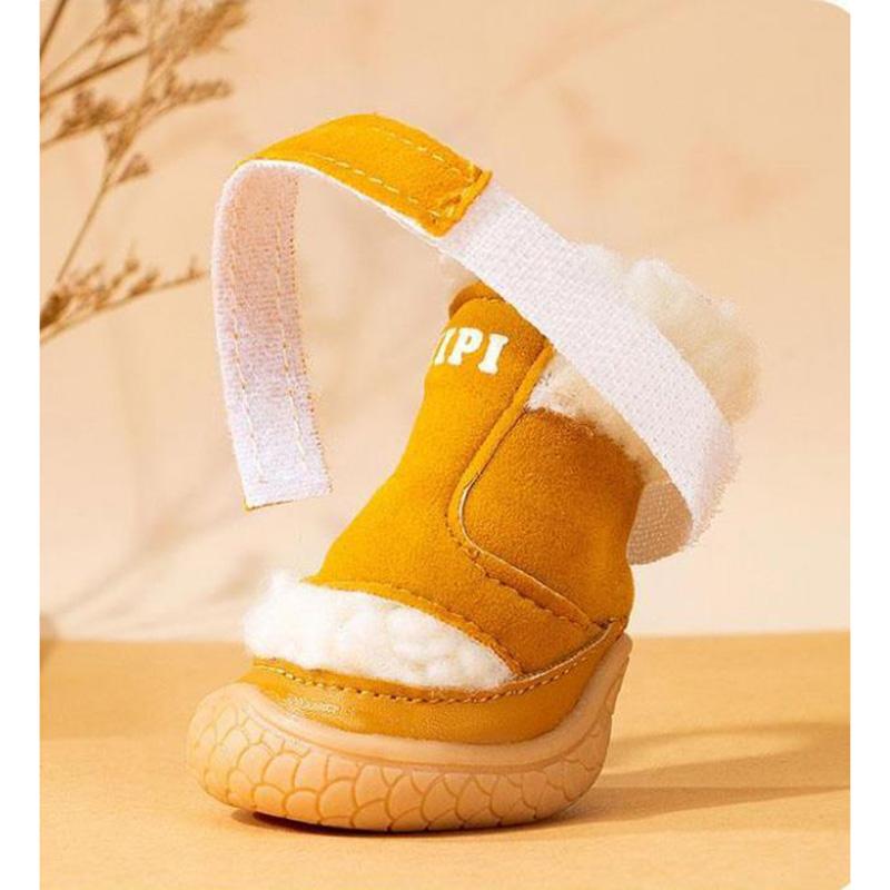 Dog Shoes Soft Sole Winter Foot Cover Set of 4 Teddy Anti-slip Cotton Shoe Cover Pet Small Dog Bichon Warm Cat Shoes Dog Wear-resistant Snow Boots