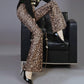 Autumn and Winter High Waist Leopard Casual Pants Slim Thin Drooping Flare Pants Female Long Pants