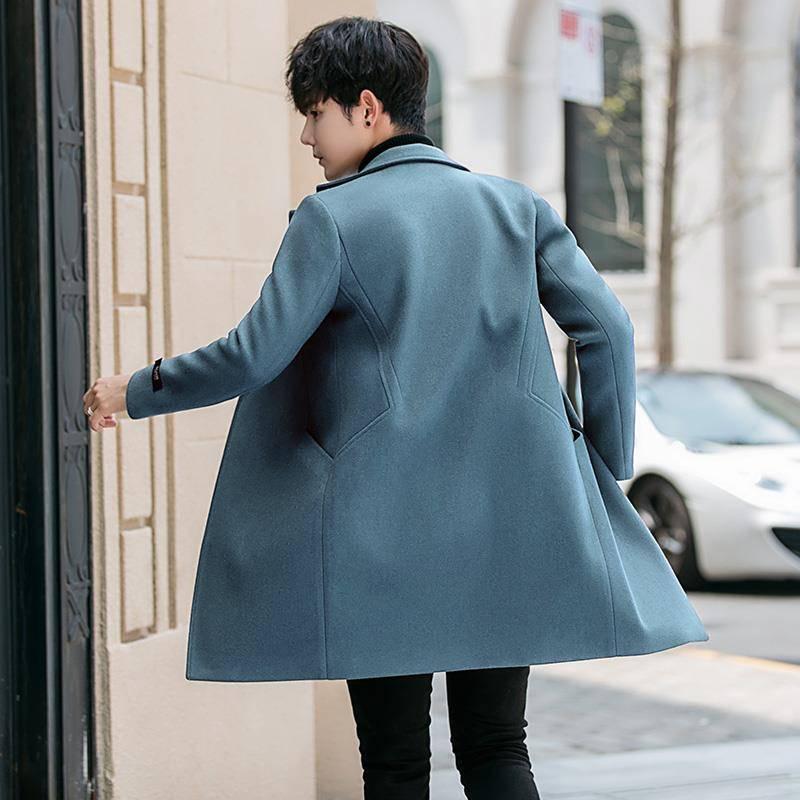 Men's Fashion Wool Woolen Coat Double Breasted Coat Women Winter Jacket Woolen Trench Coat