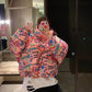 Winter Padded Jacket Women's Short Padded Jacket Printed Loose Bread Jacket Thick Fashion Jacket