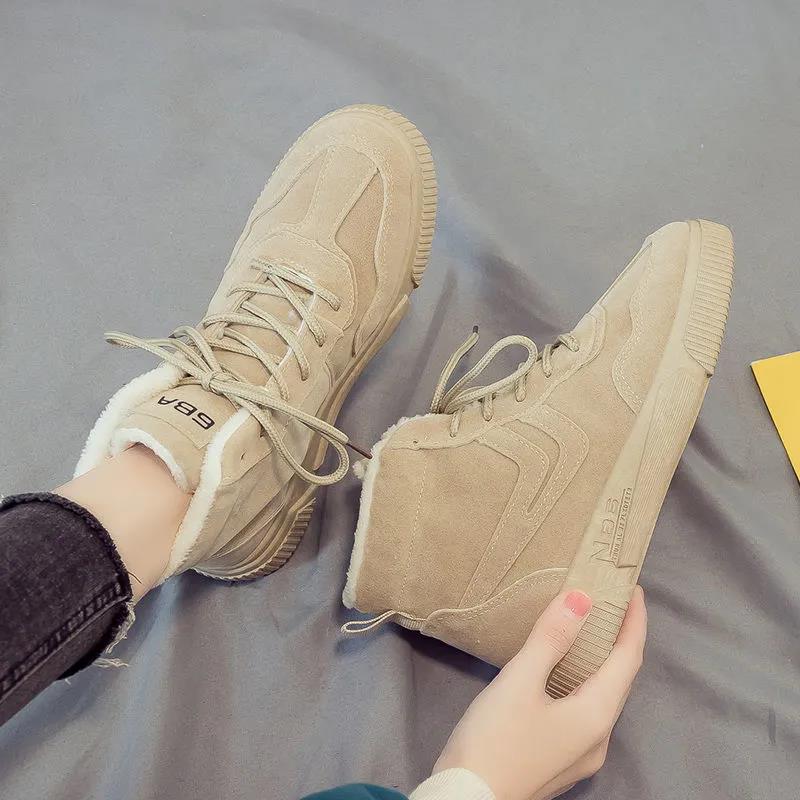Winter High-top Plus Velvet Warm Cotton Shoes British Style Martin Boots Women's Short Boots Wild Snow Boots