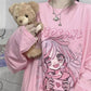 Ruili Cute Avant-garde Long-sleeved T-shirt Ruili Kawai Long T Pink Kpop Long-sleeved Loose Oversized Clothing
