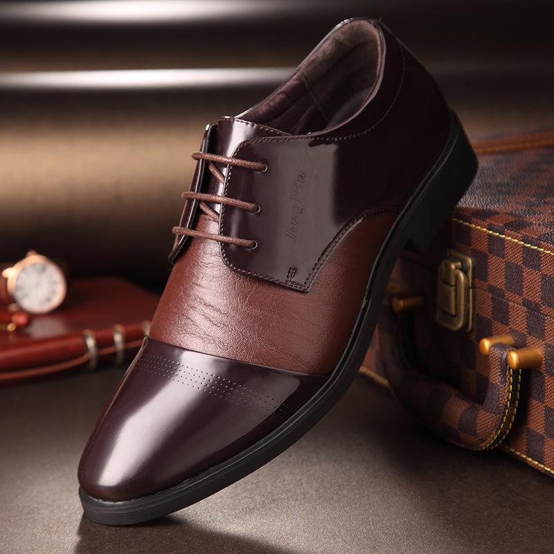 Men's Leather Shoes Business Increased Breathable Dress Shoes Men's Pointed Lace