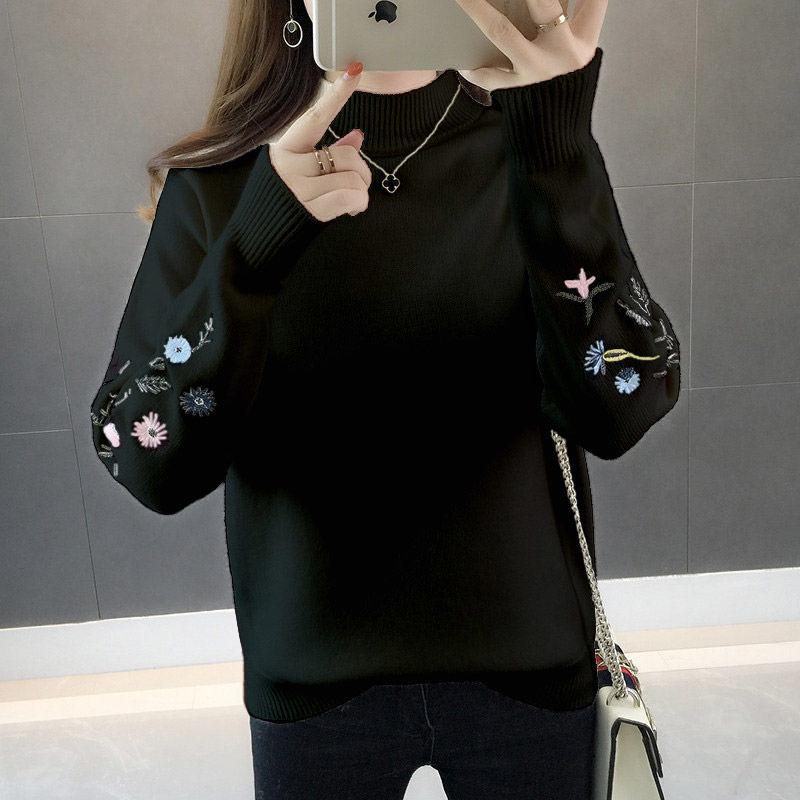 Pofulove Women's pullover knit Raglan long sleeved  Half turtleneck sweater coat  Loose Lady pullover Top Sweater Warm  winter