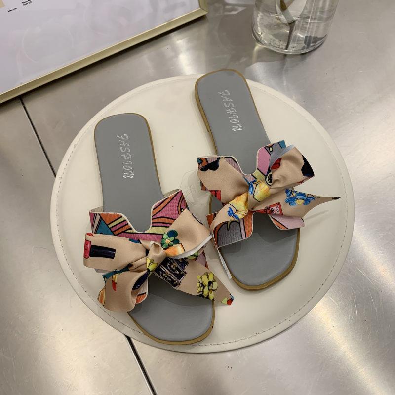 Slippers Women's Outer Wear Summer Tow Bowknot Student Sandals Women's Fashion Casual Wild Women