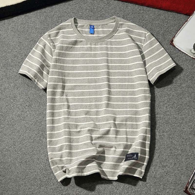 Summer Fashion Brand Men's Striped Short-sleeved T-shirt Thin Loose Cotton Half-sleeved T-shirt for Boys