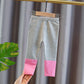 Girls' Leggings Summer Thin Section High Waist Solid Color Stitching Nine-point Pants Yoga Ballet Pants Outer Wear and Inner Wear