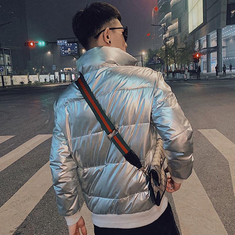 Men's Jacket Winter Coat Men's Tide Korean Style Stand-up Collar Short Shiny Cotton Jacket Trend Padded Jacket Men