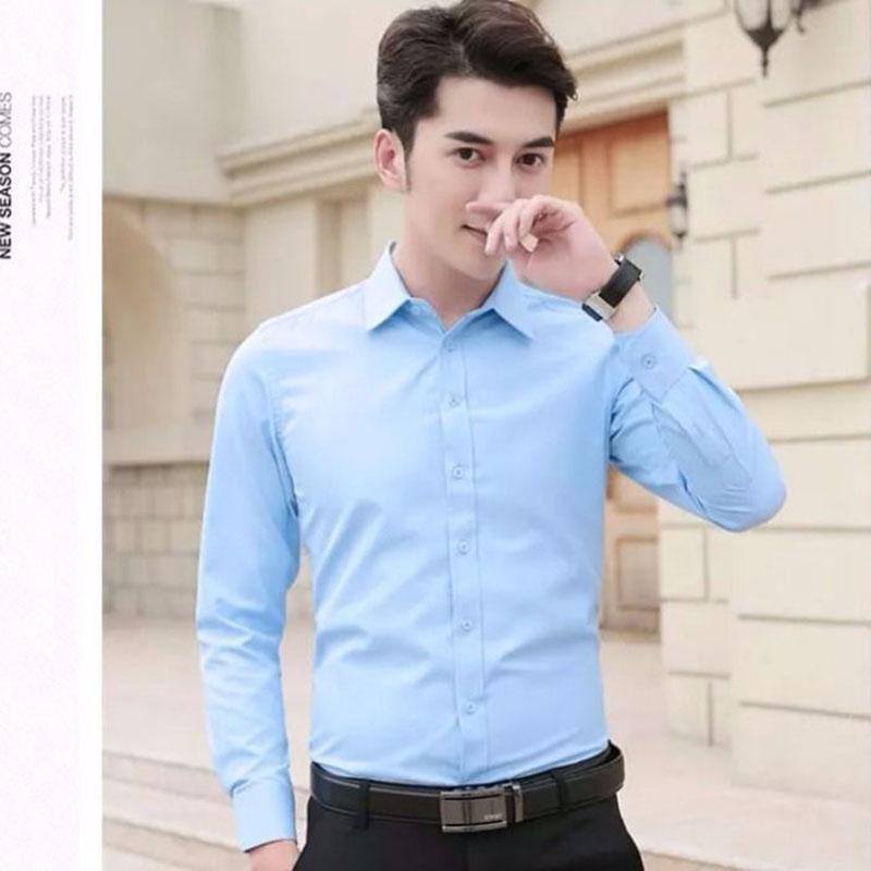 Men's White Shirt Long-sleeved Spring and Autumn Bottoming Shirt Korean Version of The Slim-fit Business Formal Suit with Work Shirt