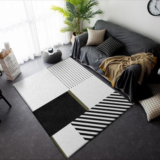Simple and Fashionable Carpet Modern Geometric Striped Splicing Household Carpet Bedroom Living Room Kitchen Bedside Non-slip Floor Mat Carpet