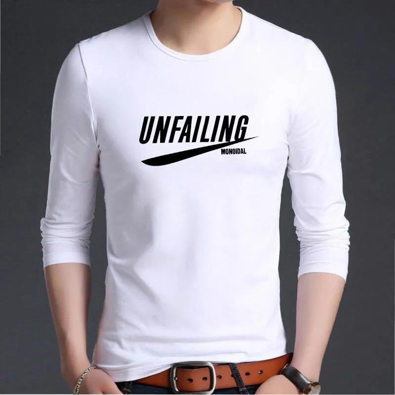 Autumn Men's Long-sleeved T-shirt Bottoming Shirt Slim Trend Printing Top Student T-shirt Round Neck Pullover