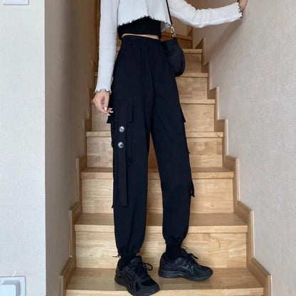 Overalls Women Are Thin and High Waist Spring and Autumn Handsome Black Loose Feet Ins Tide Leisure Sports
