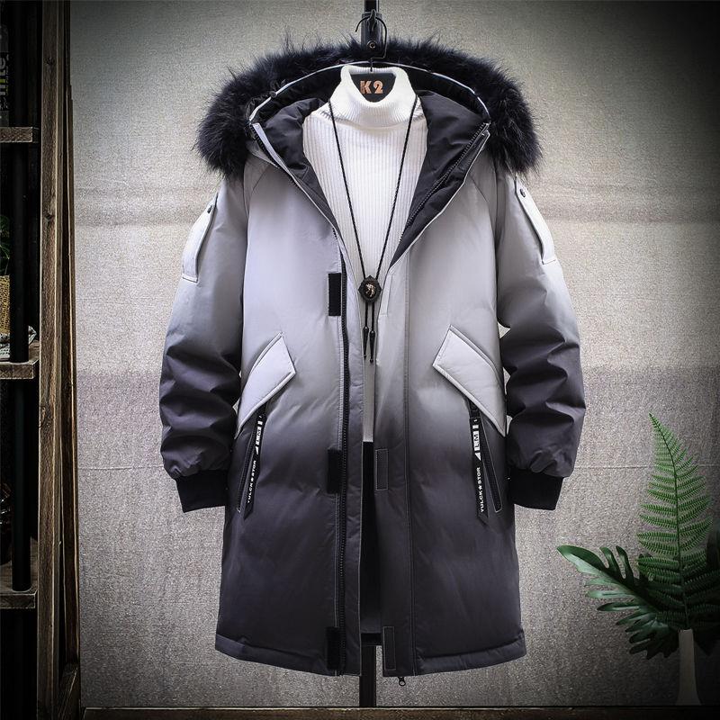 Winter Cotton-padded Jacket Clothing Men's Jacket Mid-length Gradient Color Cotton Clothes Bread Clothes Handsome Padded Jacket Warm Parka Coat