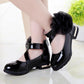 Children's Leather Shoes Girls' Spring and Summer Leather Shoes Princess Shoes Solid Color Big Flower Soft Soled Performance Shoes