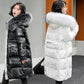 Winter Women's Bright Face Wash-free Down Padded Jacket Korean Style Loose and Thick Mid-length Large Fur Collar Padded Jacket Tide