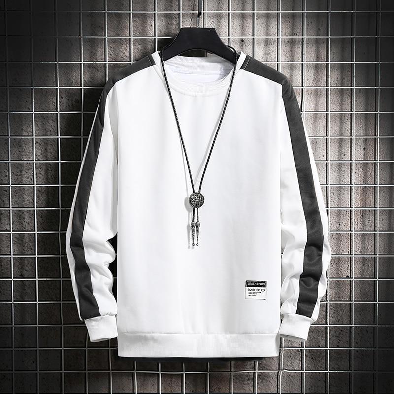 Long Sleeve Harajuku Sweatshirts Men Fashion 12 Color Hoodie Mens Casual O-Neck Patchwork Sweatshirt for Young Men