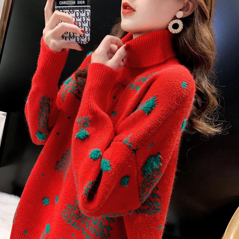 Autumn Winter Turtleneck Sweater Women Casual Loose Long-sleeved Sweater Pullover Fashion Knitted Bottoming Shirt