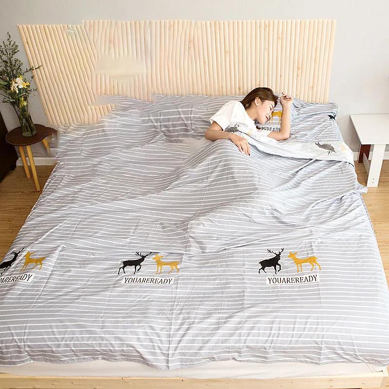 Washed Cotton Travel Dirty Sleeping Bag for Hotels Guesthouses Portable Single or Double Bedclothes Travel Train Sleeping Bag