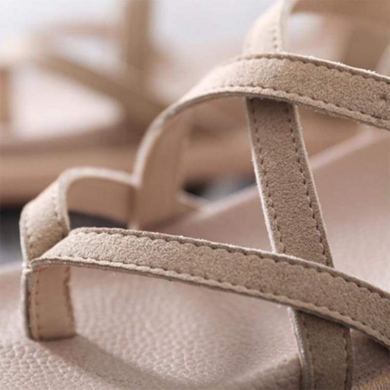 All-match Word Buckle Clip-on Sandals Women's Summer Thick-soled Platform Shoes Women's Flat Roman Shoes